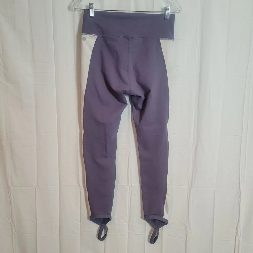 Fabletics Chara High Waist Stirrup Leggings Women's Size Large Purple White Yoga